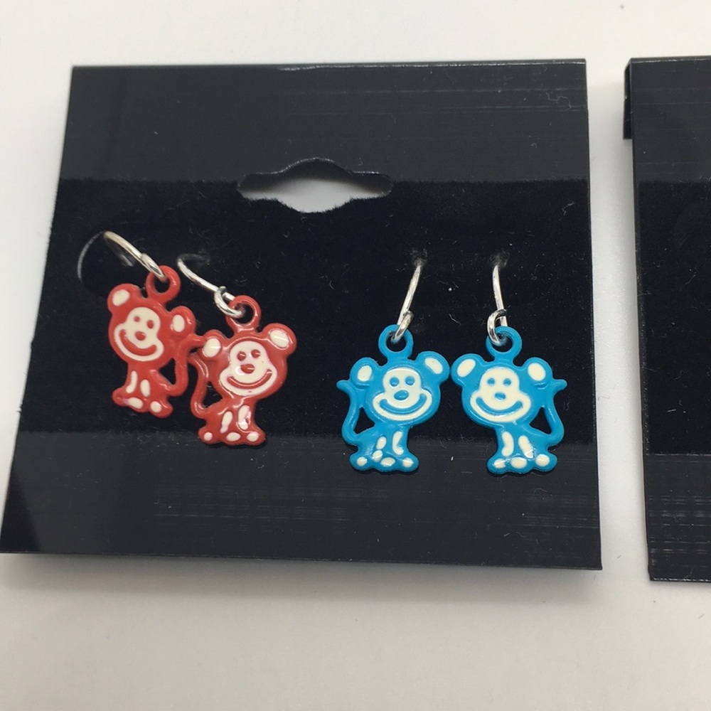 Set of 5 monkey earrings